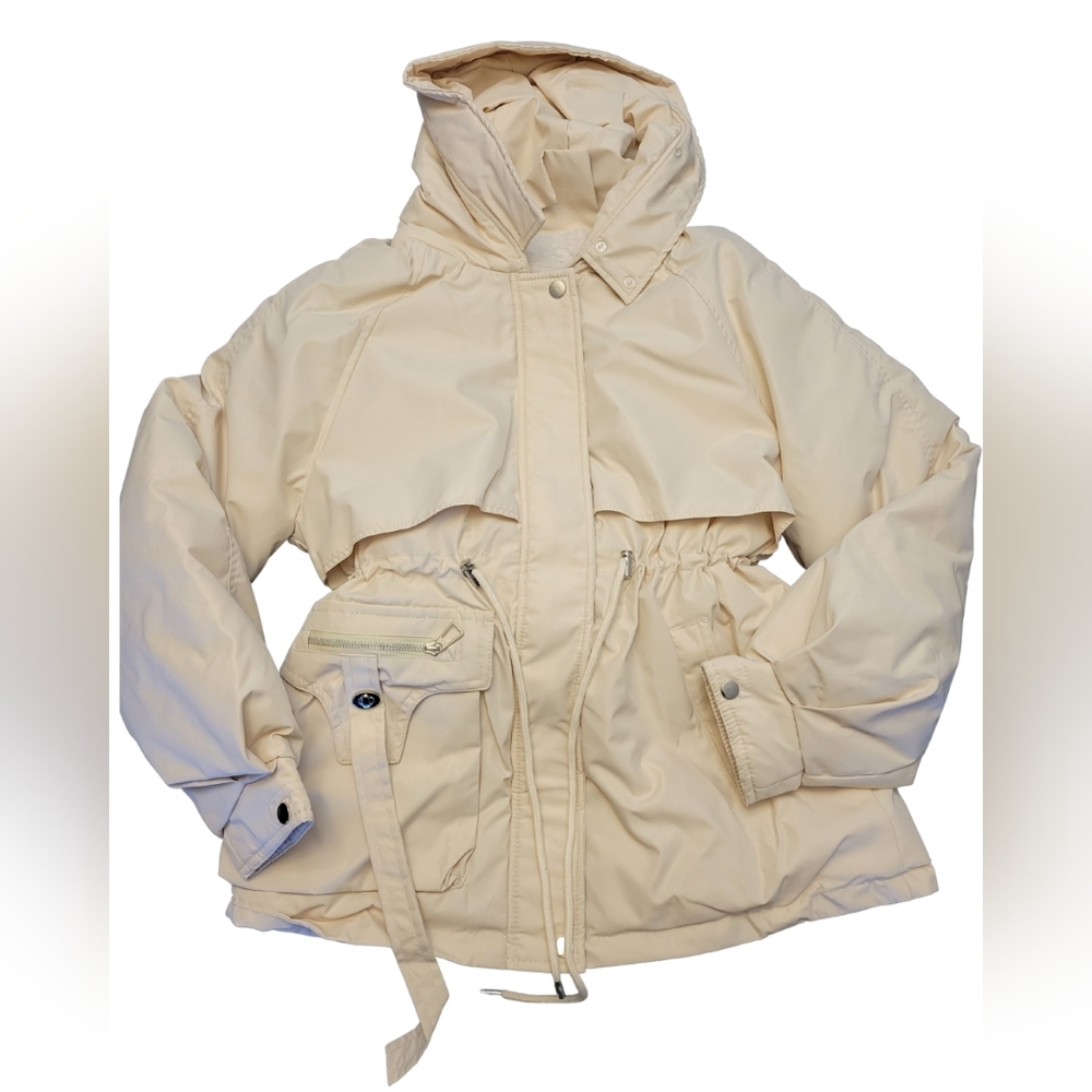Women's Cream Hooded Jacket